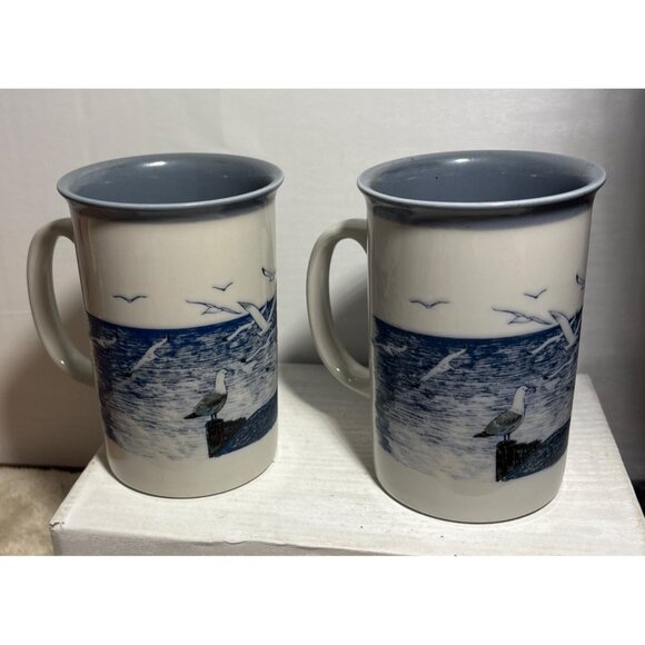 Otagiri Mug Lighthouse Ocean Seagulls Ceramic Cup Japan Set Of 2 Nautical 5" - Picture 5 of 10